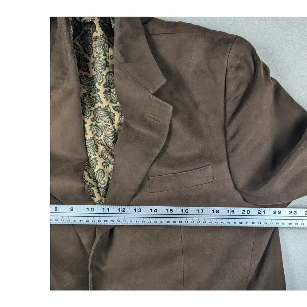 Ralph Lauren Sport Coat Signature Brown Vegan Faux Suede Paisley Lining Size 44L